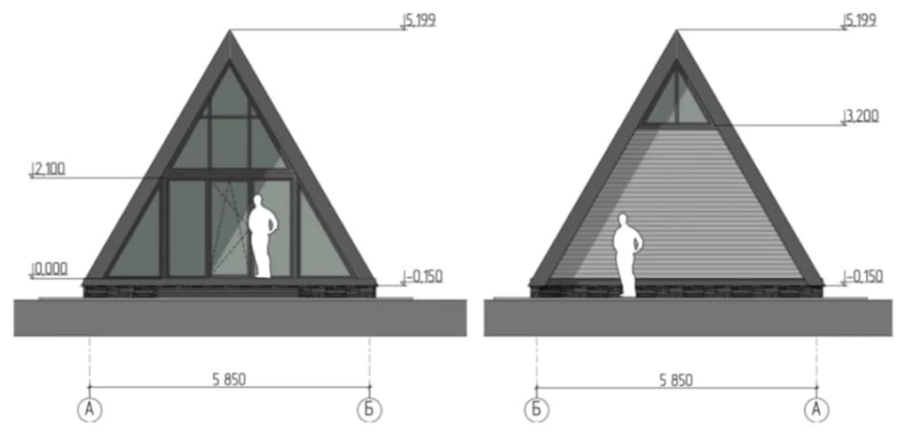 Дом A-frame с мансардой — внешний вид 1